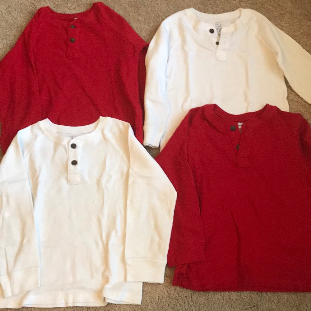 Boys long sleeve red and white shirts